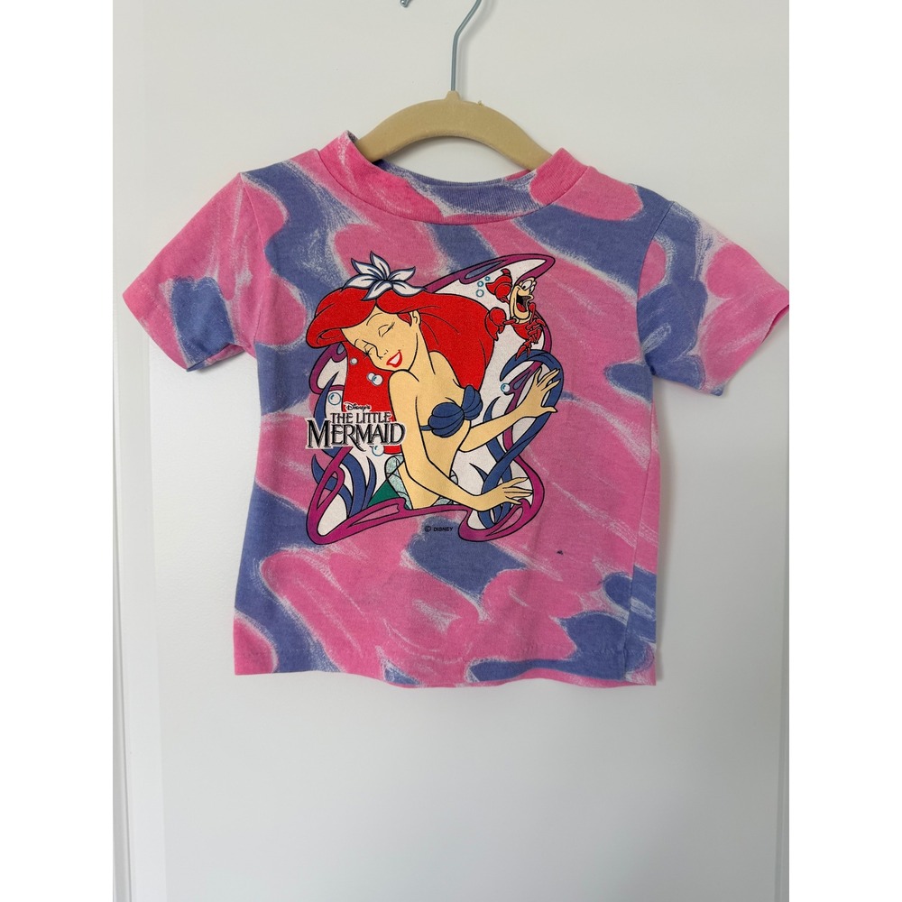Vintage Disney The Little Mermaid Ariel Sebastian T-Shirt Pink Purple 3T USA